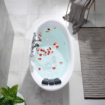 Empava 67AIS13 - 67" Freestanding Oval Whirlpool Bathtub with Center Drain