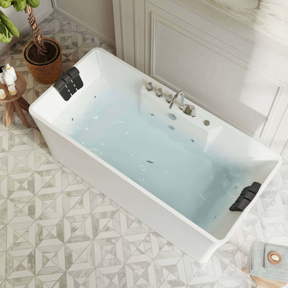 Empava 67" Freestanding Rectangle Whirlpool Bathtub | 8 Jets | EMPV-67AIS16