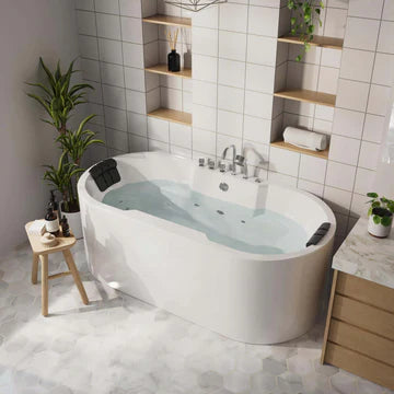 Empava 67AIS17 - 67" Oval Shaped Whirlpool Bathtub with Center Drain