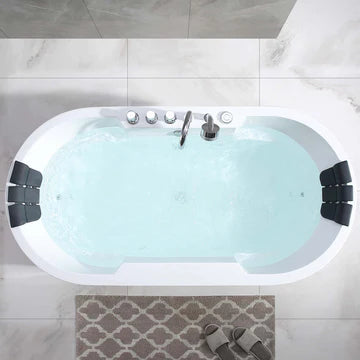 Empava 67AIS17 - 67" Oval Shaped Whirlpool Bathtub with Center Drain