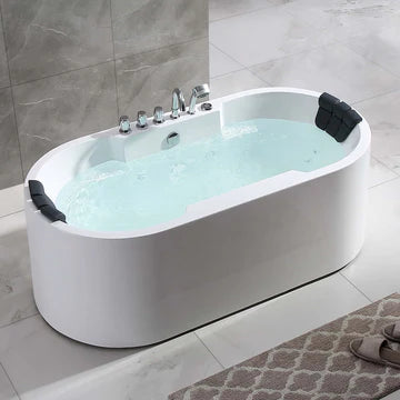 Empava 67AIS17 - 67" Oval Shaped Whirlpool Bathtub with Center Drain