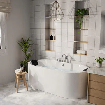 Empava 67AIS17 - 67" Oval Shaped Whirlpool Bathtub with Center Drain