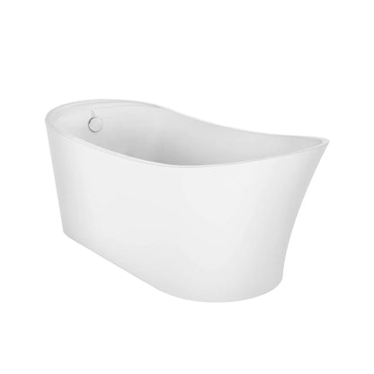 67" Modern Freestanding Slipper Soaking Bathtub | White Acrylic with Left Drain |  EMPV-67FT1528