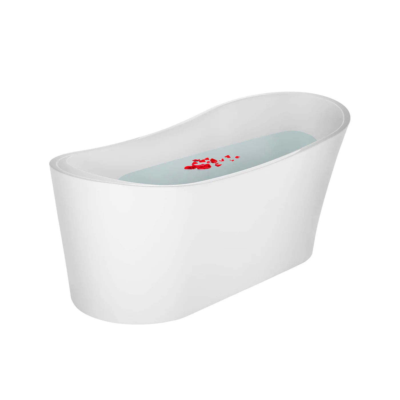 67" Modern Freestanding Slipper Soaking Bathtub | White Acrylic with Left Drain |  EMPV-67FT1528