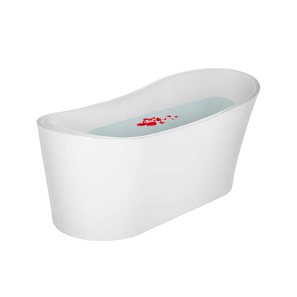 67" Modern Freestanding Slipper Soaking Bathtub | White Acrylic with Left Drain |  EMPV-67FT1528