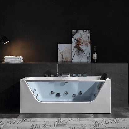 Empava 67" Modern Alcove Whirlpool Bathtub | 11 Jets | EMPV-67JT408LED