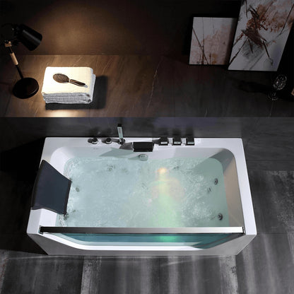 Empava 67" Modern Alcove Whirlpool Bathtub | 11 Jets | EMPV-67JT408LED