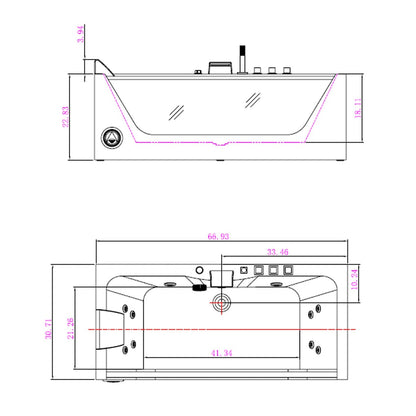 Empava 67" Modern Alcove Whirlpool Bathtub | 11 Jets | EMPV-67JT408LED