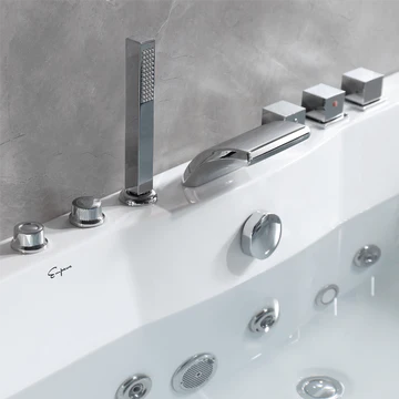 Empava 67JT408LED - 67" Alcove Whirlpool LED Bathtub with Center Drain