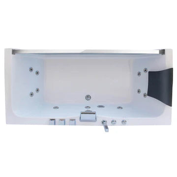 67" Alcove Whirlpool LED Tub | Window Panel & Center Drain