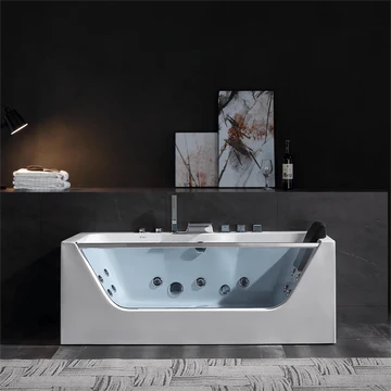Empava 67JT408LED - 67" Alcove Whirlpool LED Bathtub with Center Drain