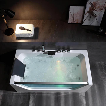 Empava 67JT408LED - 67" Alcove Whirlpool LED Bathtub with Center Drain