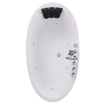 Empava 71AIS14 - 71" Oval Freestanding Big Whirlpool Bathtub with Center Drain