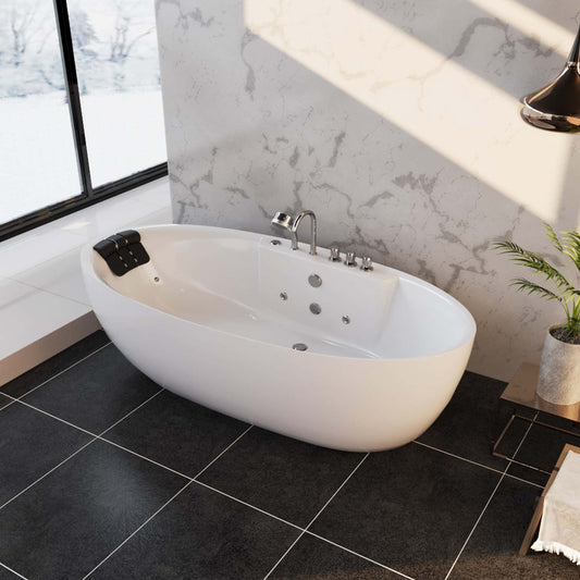 Empava 71" High-Back Slipper Whirlpool Bathtub | 7 Jets | EMPV-71AIS14