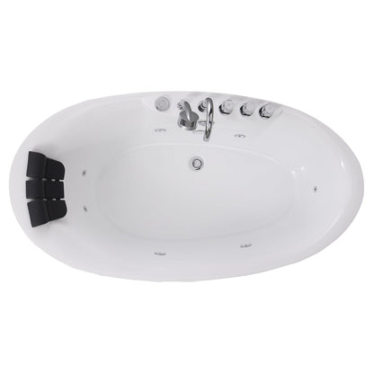 Empava 71" High-Back Slipper Whirlpool Bathtub | 7 Jets | EMPV-71AIS14