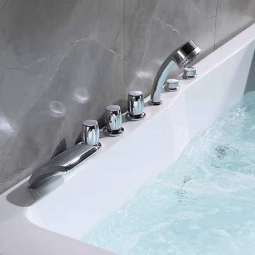 Empava 71JT667B - 71" x 47" Alcove 16 JETS Whirlpool 2-Person Bath Tub with Left Drain