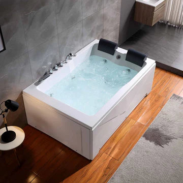 Empava 71JT667B - 71" x 47" Alcove 16 JETS Whirlpool 2-Person Bath Tub with Left Drain