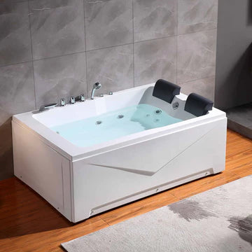 Empava 71JT667B - 71" x 47" Alcove 16 JETS Whirlpool 2-Person Bath Tub with Left Drain