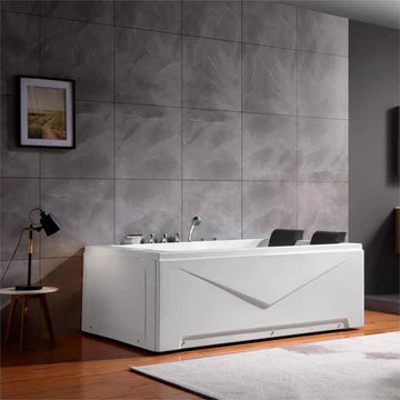 Empava 71JT667B - 71" x 47" Alcove 16 JETS Whirlpool 2-Person Bath Tub with Left Drain