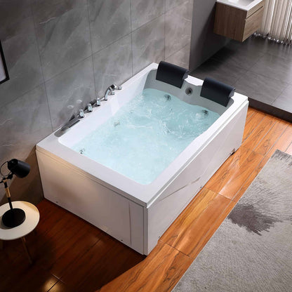 Empava EMPV-71JT667B | 71" x 47" Alcove Whirlpool Tub | 16-Jet Hydro-Massage | 2-Person Left Drain Bathtub