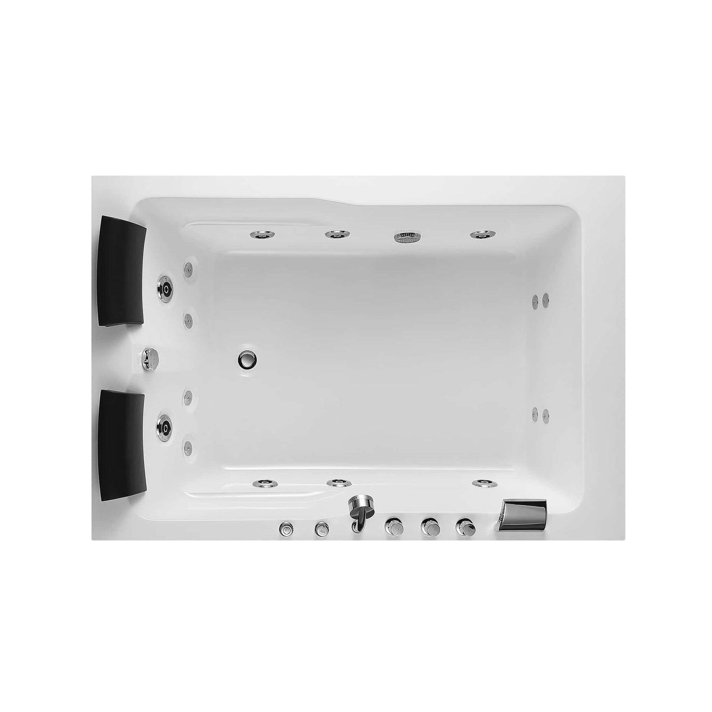 Empava EMPV-71JT667B | 71" x 47" Alcove Whirlpool Tub | 16-Jet Hydro-Massage | 2-Person Left Drain Bathtub