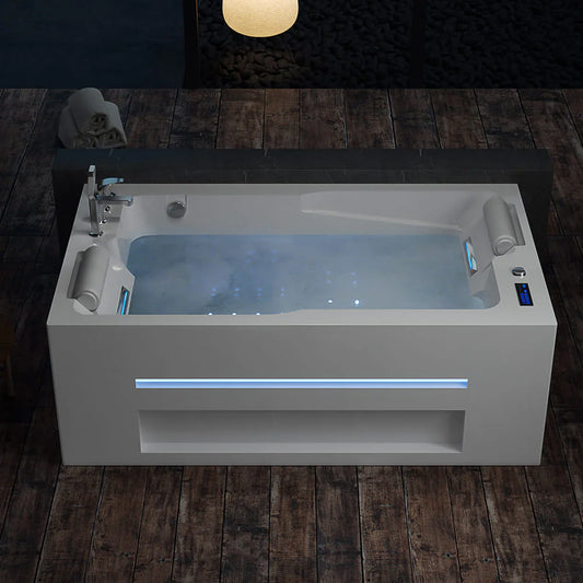 Empava Freestanding Whirlpool Bathtub Jetted Tub with LED Lights Inline Heater | EMPV-71JT802