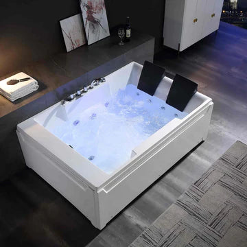 Empava 72JT367LED - 72"L x 48"W x 24"H 2-Person Alcove Whirlpool LED Tub with Left Drain
