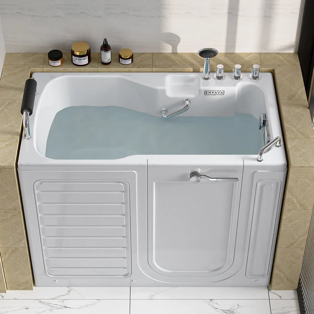 Empava EMPV-54WIT09 54" Walk-In Soaking Tub with Faucet and Safety Handles - For Seniors