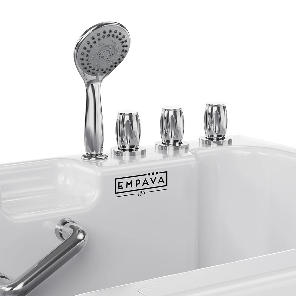 Empava EMPV-54WIT09 54" Walk-In Soaking Tub with Faucet and Safety Handles - For Seniors