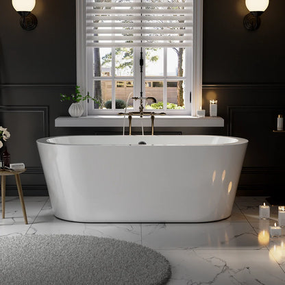 Empava 59" Freestanding Oval Soaking Bathtub with Center Drain | EMPV-59FT1505