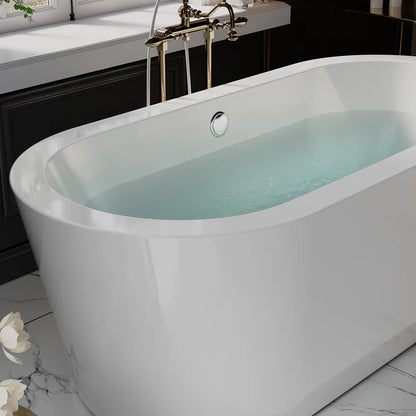 Empava 59" Freestanding Oval Soaking Bathtub with Center Drain | EMPV-59FT1505