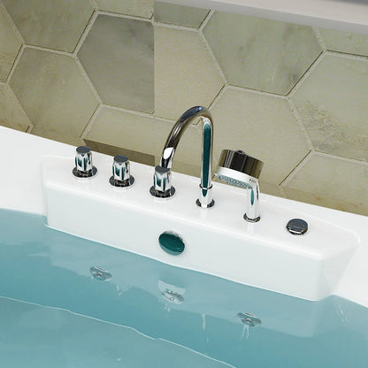 Empava 67" Boat-Shaped Freestanding Whirlpool Bathtub | 8 Hydro-Massage Jets | EMPV-67AIS10