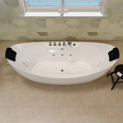 EMPV-67AIS13 | Empava 67" Oval Freestanding Whirlpool Tub with Center Drain & Headrest