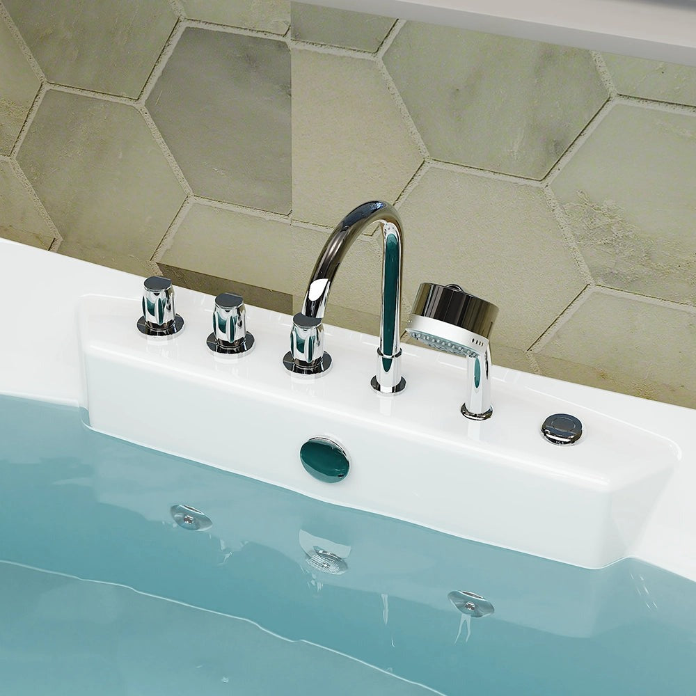 EMPV-67AIS13 | Empava 67" Oval Freestanding Whirlpool Tub with Center Drain & Headrest