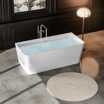 Empava 67" Modern Acrylic Freestanding Soaking Bathtub | Rectangular Design | EMPV-67FT1516