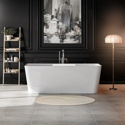 Empava 67" Modern Acrylic Freestanding Soaking Bathtub | Rectangular Design | EMPV-67FT1516