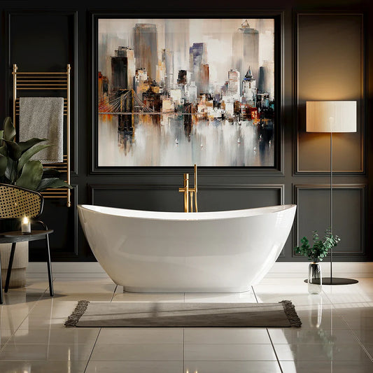 Empava EMPV-69FT1603 | 69" Contemporary Freestanding Soaking Bathtub | White Acrylic with Center Drain