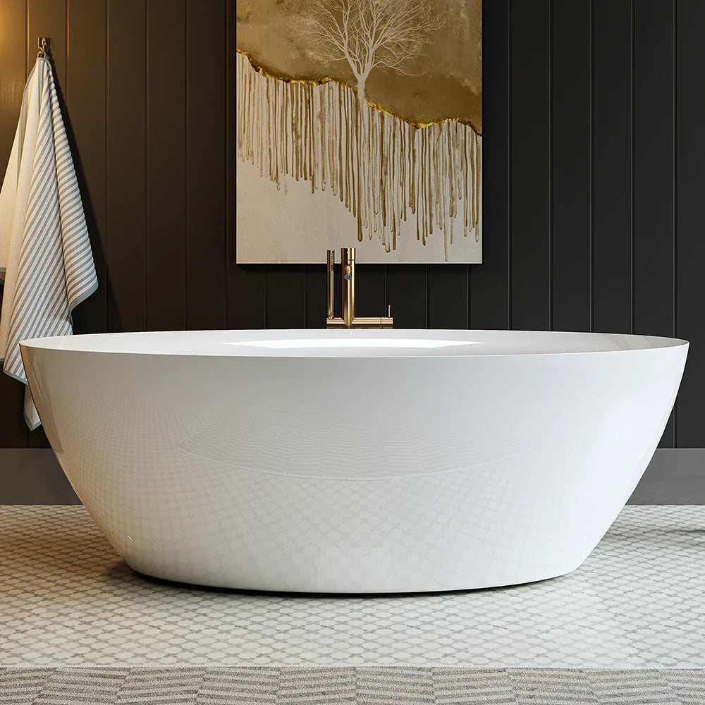 Empava 71" Freestanding Acrylic Deep Soaking Bathtub in White - Extra Large Modern Design