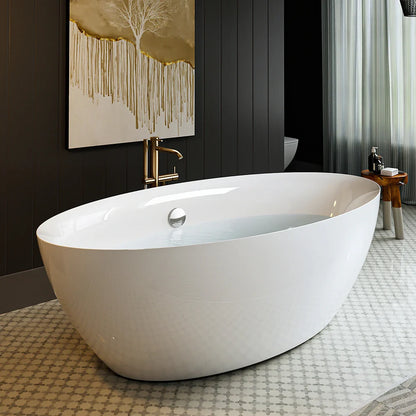 Empava 71" Freestanding Acrylic Deep Soaking Bathtub in White - Extra Large Modern Design