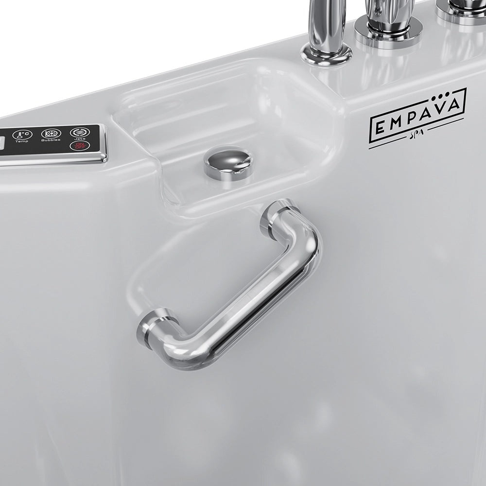 Empava EMPV-54WIT08 54" Alcove Inline Heater Jetted Whirlpool Walk-In Tub with Right Drain