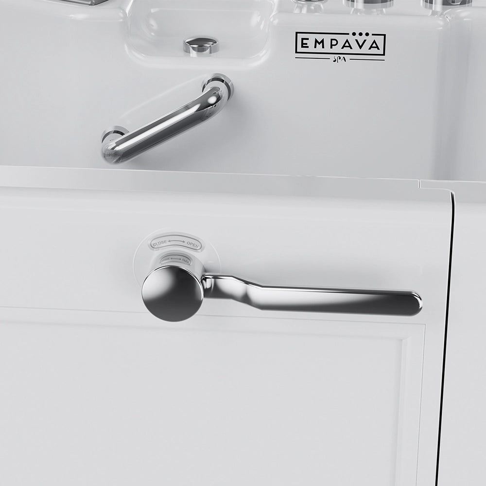 Empava EMPV-54WIT08 54" Alcove Inline Heater Jetted Whirlpool Walk-In Tub with Right Drain