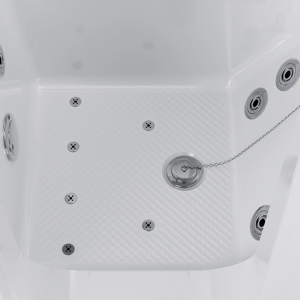 Empava EMPV-54WIT08 54" Alcove Inline Heater Jetted Whirlpool Walk-In Tub with Right Drain