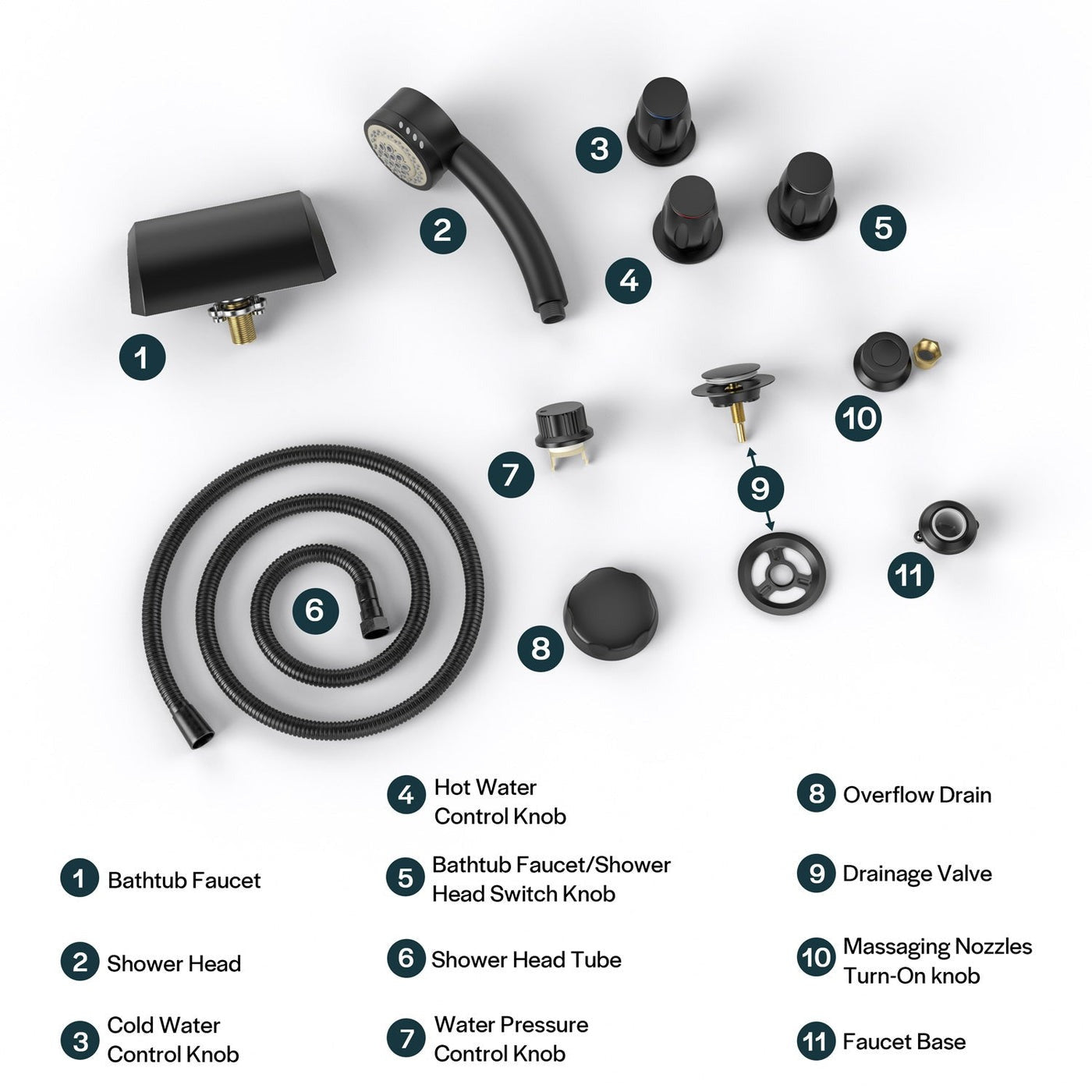 Bathtub Faucet Fixtures For Empava EMPV-71JT667B/618L Alternate Color Finishes