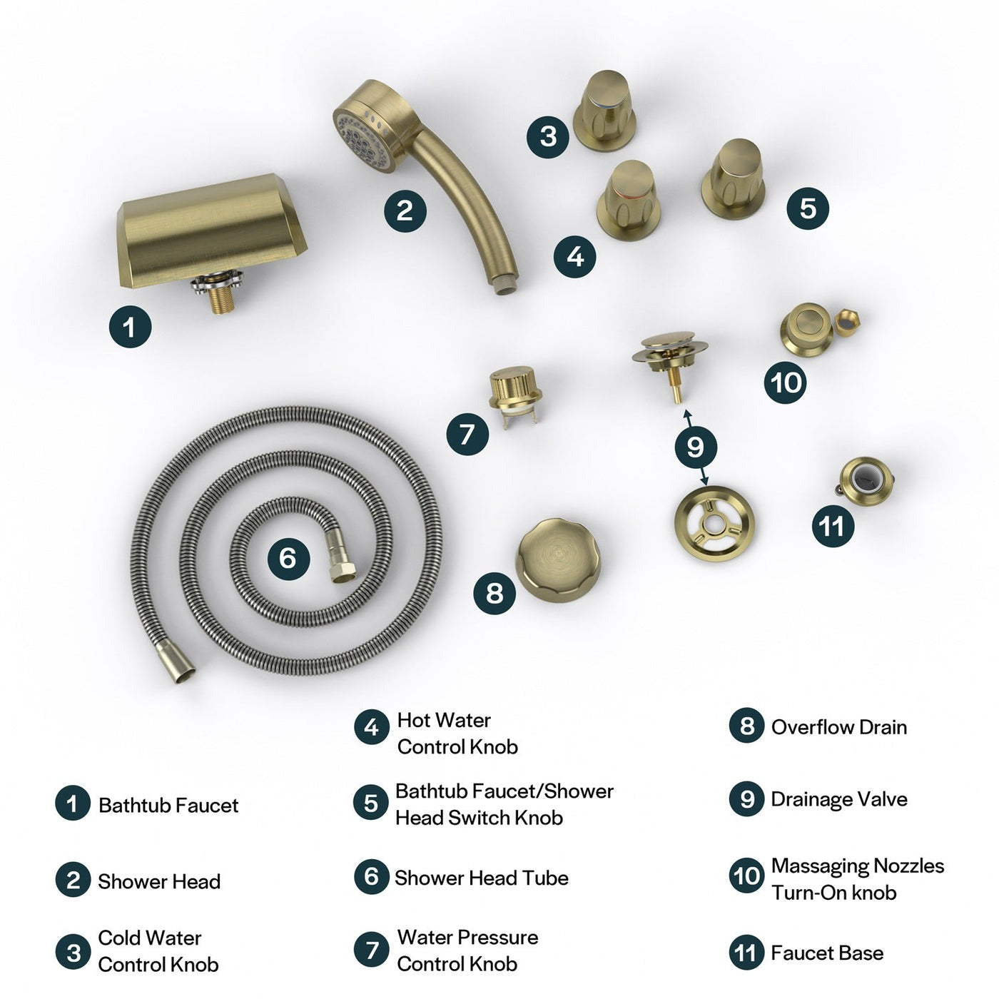 Bathtub Faucet Fixtures For Empava EMPV-71JT667B/618L Alternate Color Finishes