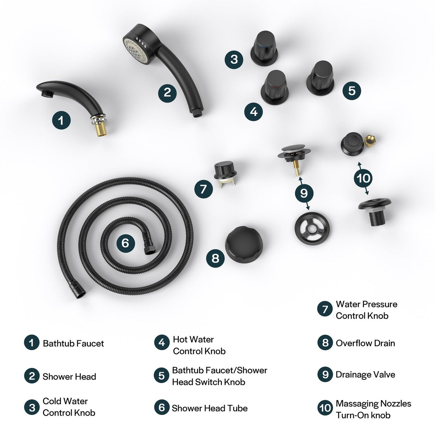Bathtub Faucet Fixtures For Empava EMPV-72JT367LED Alternate Color Finishes