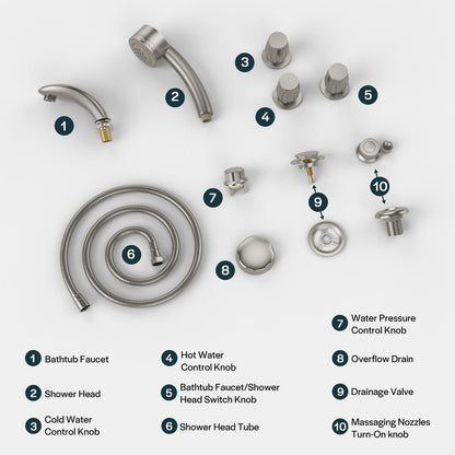 Bathtub Faucet Fixtures For Empava EMPV-72JT367LED Alternate Color Finishes