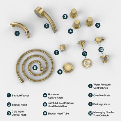 Bathtub Faucet Fixtures For Empava EMPV-72JT367LED Alternate Color Finishes