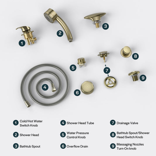 Alternate Color Bathtub Faucet Fixtures For EMPV-59JT319LED Corner Tub