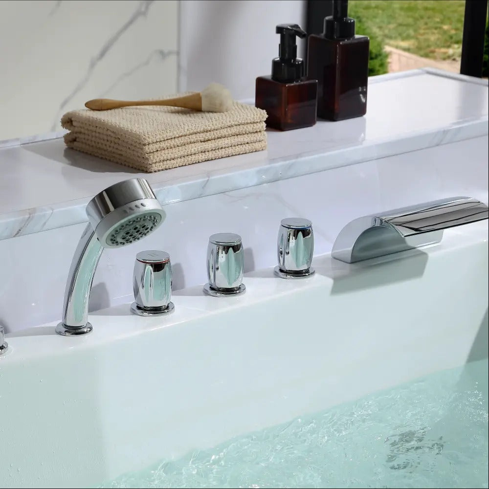 Empava 71" Heated Whirlpool Bathtub with 16 Jets | 2-Person Luxury Soaker | Left Drain | EMPV-71JT618L