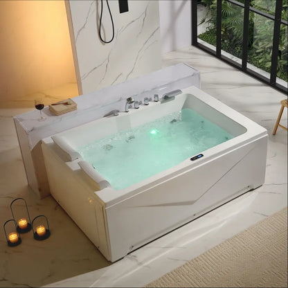 Empava 71" Heated Whirlpool Bathtub with 16 Jets | 2-Person Luxury Soaker | Left Drain | EMPV-71JT618L